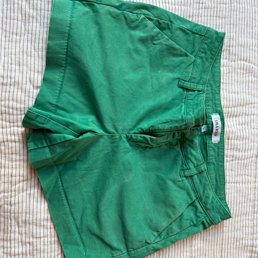 LILA RYAN Emerald Green Cotton Shorts